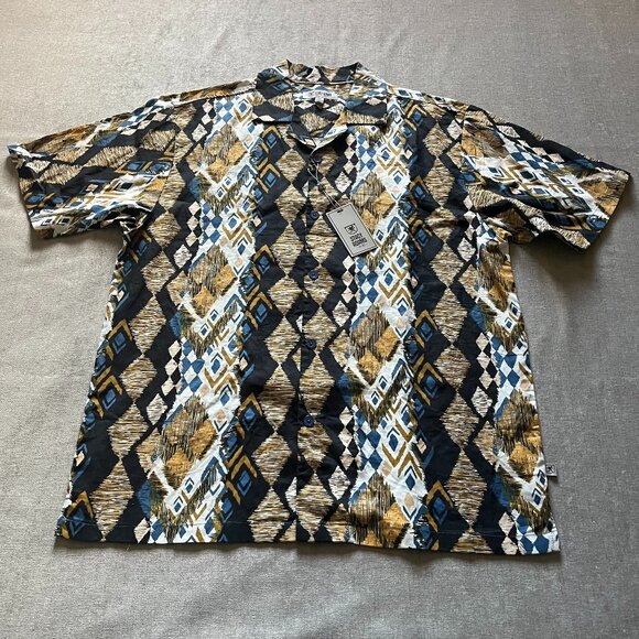 Stacy Adams Button Down Shirt Men Size XXL Casual Hawaiian Linen Blend NWT - Picture 1 of 8